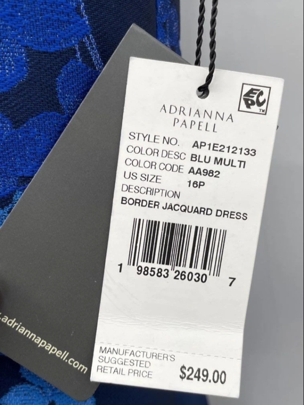 (C-19) SALE! New Adrianna Papell Women's Navy Flora A-Line Dress 16P - Picture 5 of 8